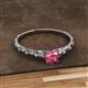 2 - Daisy Classic Round Pink Tourmaline and Diamond Floral Engraved Engagement Ring 