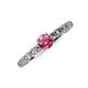 3 - Daisy Classic Round Pink Tourmaline and Diamond Floral Engraved Engagement Ring 
