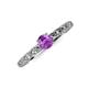 3 - Daisy Classic Round Amethyst and Diamond Floral Engraved Engagement Ring 