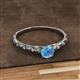 2 - Daisy Classic Round Blue Topaz and Diamond Floral Engraved Engagement Ring 