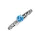 3 - Daisy Classic Round Blue Topaz and Diamond Floral Engraved Engagement Ring 