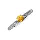 3 - Daisy Classic Round Citrine and Diamond Floral Engraved Engagement Ring 