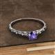 2 - Daisy Classic Round Iolite and Diamond Floral Engraved Engagement Ring 