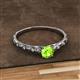 2 - Daisy Classic Round Peridot and Diamond Floral Engraved Engagement Ring 