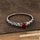 2 - Daisy Classic Round Red Garnet and Diamond Floral Engraved Engagement Ring 