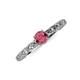 3 - Daisy Classic Round Rhodolite Garnet and Diamond Floral Engraved Engagement Ring 