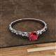 2 - Daisy Classic Round Ruby and Diamond Floral Engraved Engagement Ring 