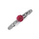 3 - Daisy Classic Round Ruby and Diamond Floral Engraved Engagement Ring 