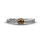 1 - Daisy Classic Round Smoky Quartz and Diamond Floral Engraved Engagement Ring 
