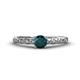 1 - Daisy Classic Round London Blue Topaz and Diamond Floral Engraved Engagement Ring 