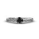 1 - Daisy Classic Round Black and White Diamond Floral Engraved Engagement Ring 