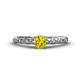 1 - Daisy Classic Round Yellow and White Diamond Floral Engraved Engagement Ring 
