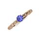 3 - Daisy Classic Round Tanzanite and Diamond Floral Engraved Engagement Ring 