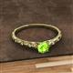 2 - Daisy Classic Round Peridot and Diamond Floral Engraved Engagement Ring 