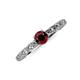 3 - Daisy Classic Round Red Garnet and Diamond Floral Engraved Engagement Ring 