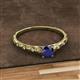 2 - Daisy Classic Round Blue Sapphire and Diamond Floral Engraved Engagement Ring 