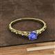 2 - Daisy Classic Round Tanzanite and Diamond Floral Engraved Engagement Ring 
