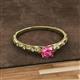 2 - Daisy Classic Round Pink Tourmaline and Diamond Floral Engraved Engagement Ring 