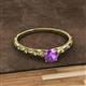 2 - Daisy Classic Round Amethyst and Diamond Floral Engraved Engagement Ring 