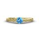1 - Daisy Classic Round Blue Topaz and Diamond Floral Engraved Engagement Ring 