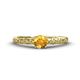 1 - Daisy Classic Round Citrine and Diamond Floral Engraved Engagement Ring 