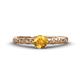 1 - Daisy Classic Round Citrine and Diamond Floral Engraved Engagement Ring 