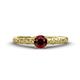1 - Daisy Classic Round Red Garnet and Diamond Floral Engraved Engagement Ring 