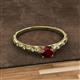 2 - Daisy Classic Round Red Garnet and Diamond Floral Engraved Engagement Ring 