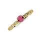 3 - Daisy Classic Round Rhodolite Garnet and Diamond Floral Engraved Engagement Ring 