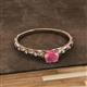 2 - Daisy Classic Round Rhodolite Garnet and Diamond Floral Engraved Engagement Ring 