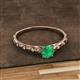 2 - Daisy Classic Round Emerald and Diamond Floral Engraved Engagement Ring 