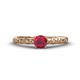 1 - Daisy Classic Round Ruby and Diamond Floral Engraved Engagement Ring 