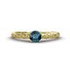 1 - Daisy Classic Round Blue and White Diamond Floral Engraved Engagement Ring 