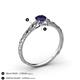 4 - Daisy Classic Round Blue Sapphire and Diamond Floral Engraved Engagement Ring 