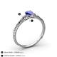 4 - Daisy Classic Round Tanzanite and Diamond Floral Engraved Engagement Ring 
