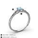 4 - Daisy Classic Round Aquamarine and Diamond Floral Engraved Engagement Ring 