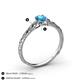 4 - Daisy Classic Round Blue Topaz and Diamond Floral Engraved Engagement Ring 