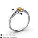 4 - Daisy Classic Round Citrine and Diamond Floral Engraved Engagement Ring 