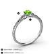 4 - Daisy Classic Round Peridot and Diamond Floral Engraved Engagement Ring 