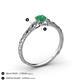 4 - Daisy Classic Round Emerald and Diamond Floral Engraved Engagement Ring 