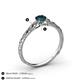 4 - Daisy Classic Round London Blue Topaz and Diamond Floral Engraved Engagement Ring 
