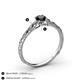 4 - Daisy Classic Round Black and White Diamond Floral Engraved Engagement Ring 