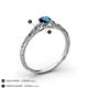 4 - Daisy Classic Round Blue and White Diamond Floral Engraved Engagement Ring 