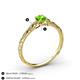 4 - Daisy Classic Round Peridot and Diamond Floral Engraved Engagement Ring 