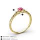 4 - Daisy Classic Round Pink Tourmaline and Diamond Floral Engraved Engagement Ring 
