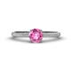 1 - Serina Classic Round Pink Sapphire and Diamond 3 Row Micro Pave Shank Engagement Ring 
