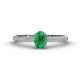 1 - Serina Classic Oval Cut Emerald and Round Diamond 3 Row Shank Engagement Ring 