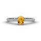 1 - Serina Classic Oval Cut Citrine and Round Diamond 3 Row Shank Engagement Ring 