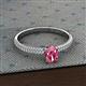 2 - Serina Classic Oval Cut Pink Tourmaline and Round Diamond 3 Row Shank Engagement Ring 