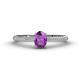 1 - Serina Classic Oval Cut Amethyst and Round Diamond 3 Row Shank Engagement Ring 
